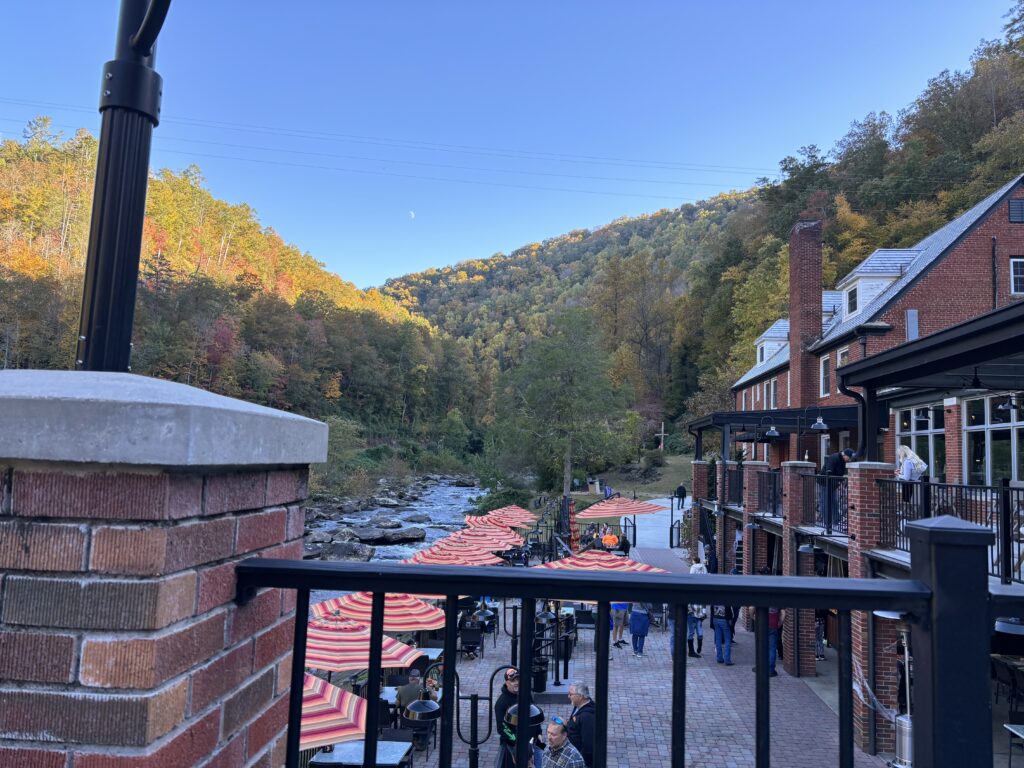 a view of a river from a balcony