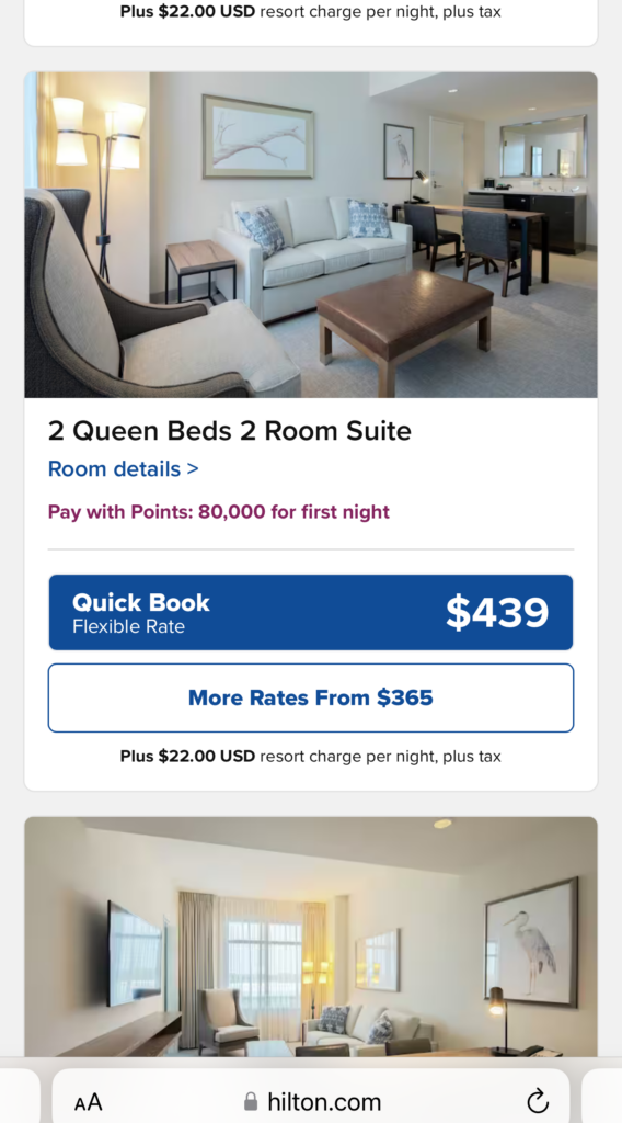 screenshot of a room suite