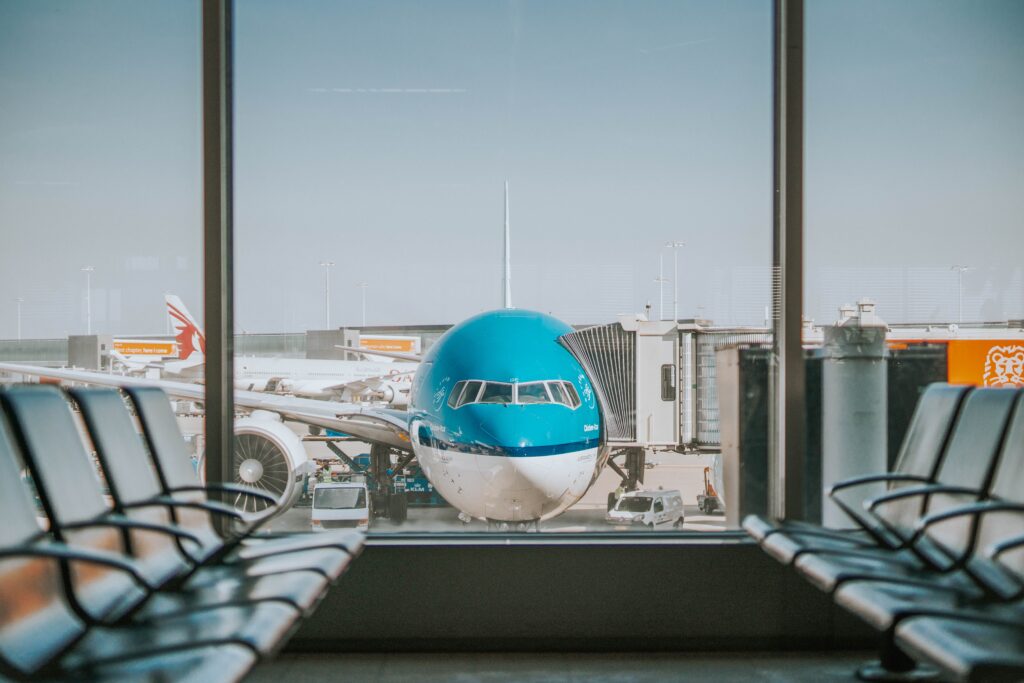 a plane in an airport