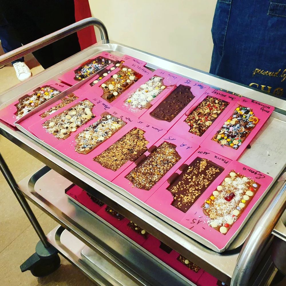 a tray of chocolate bars