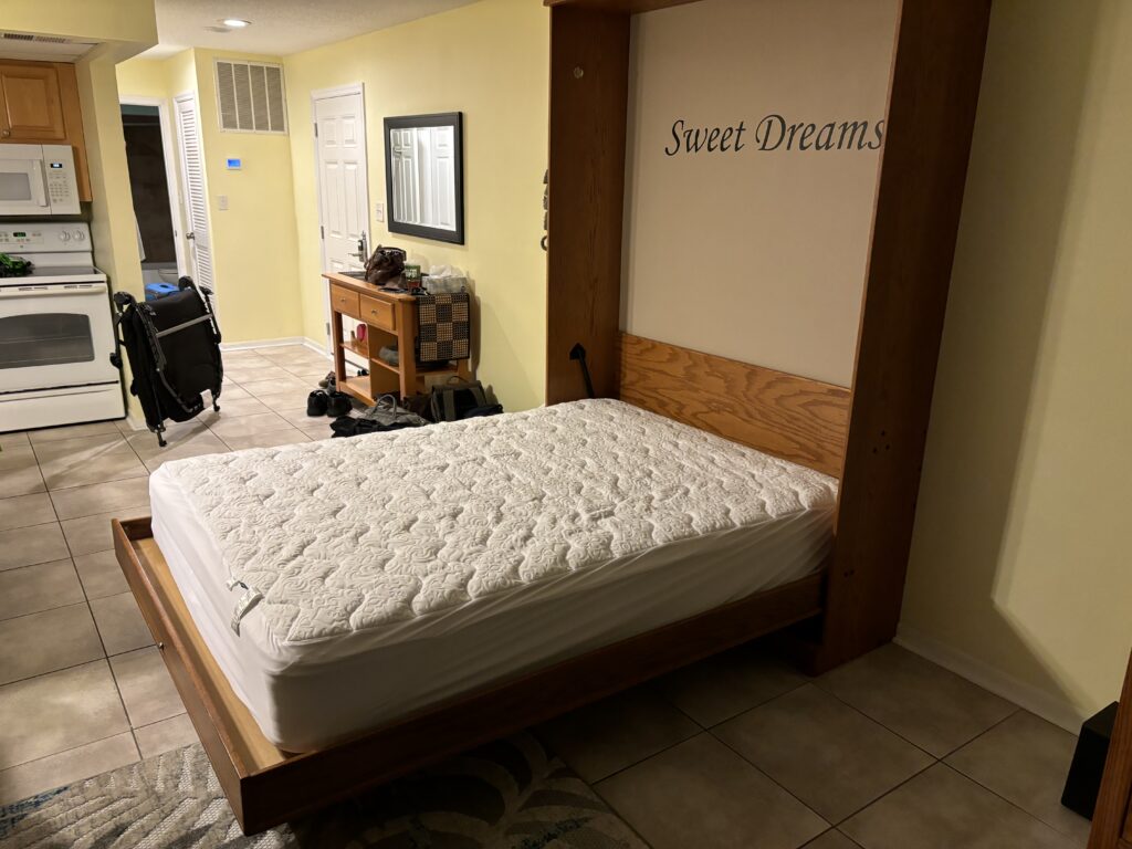 a bed in a room