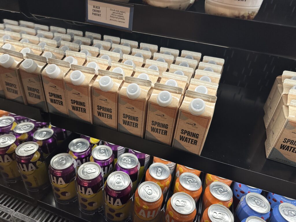a shelf with drinks on it