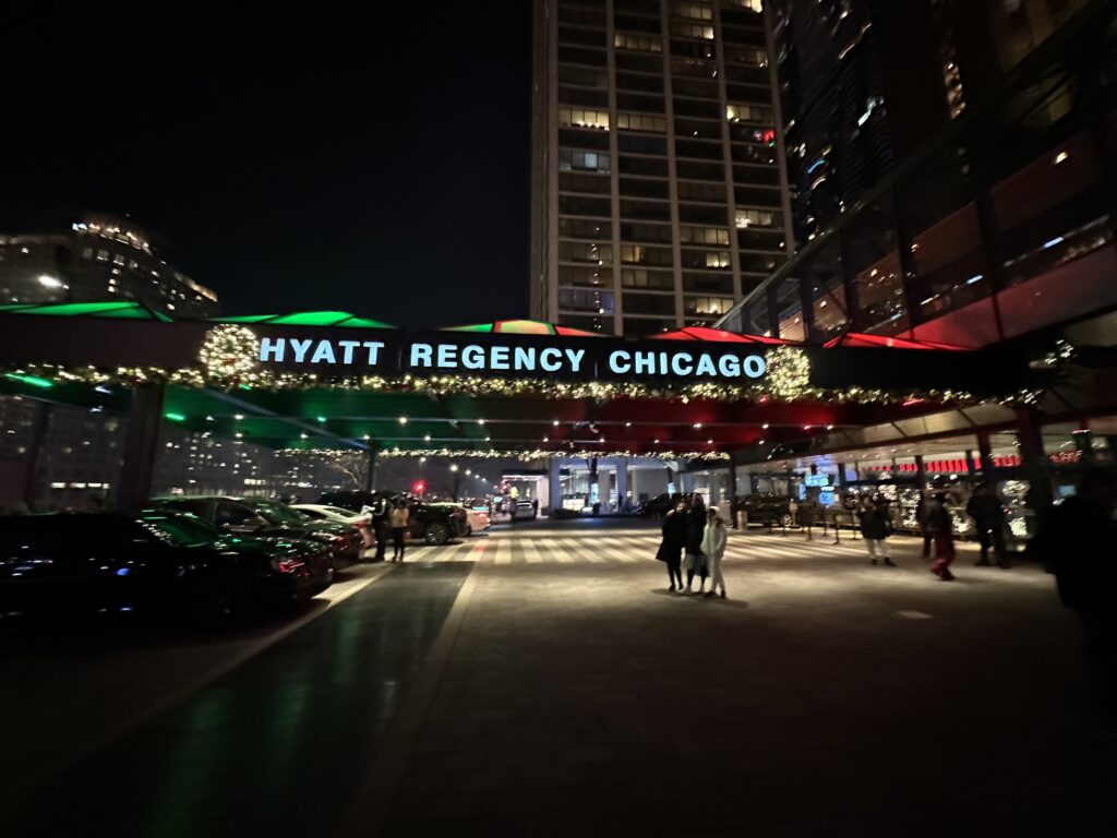 a group of people outside a building