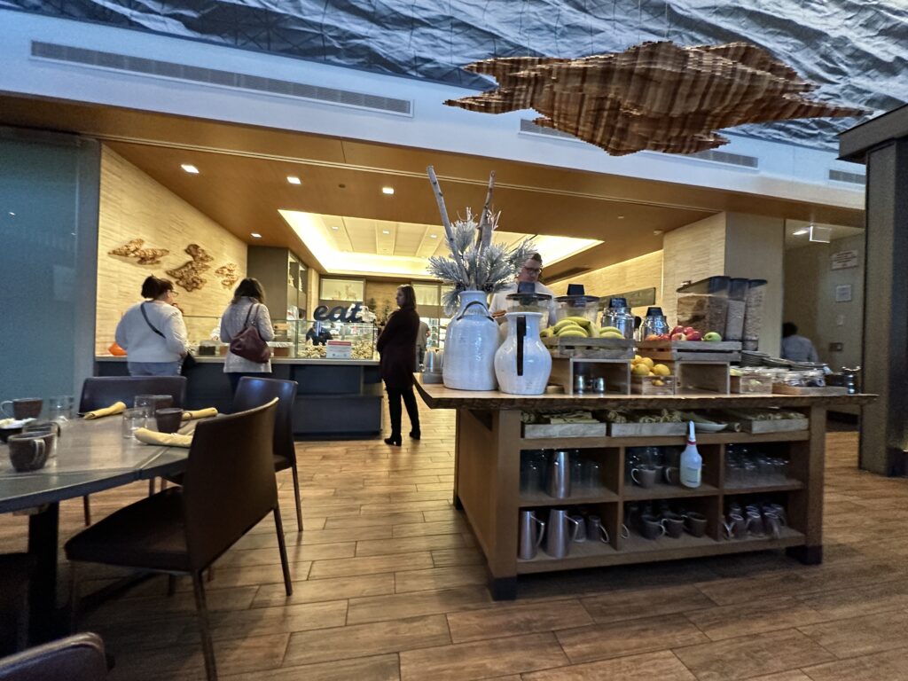 a group of people in a restaurant