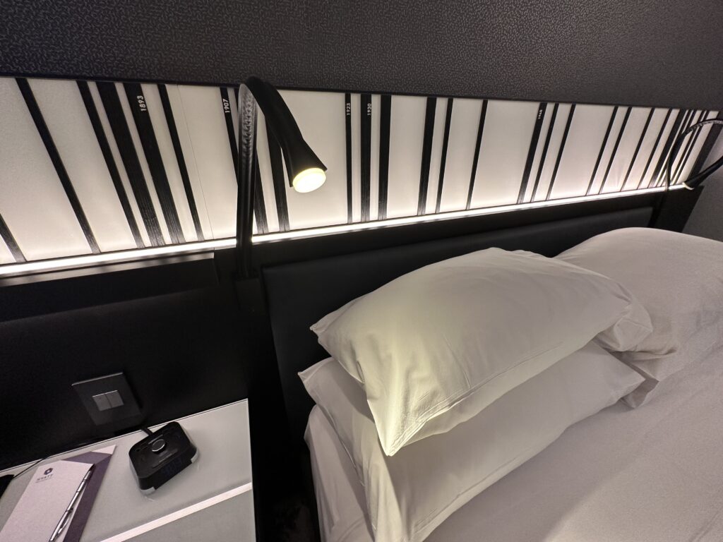 a lamp on a bed