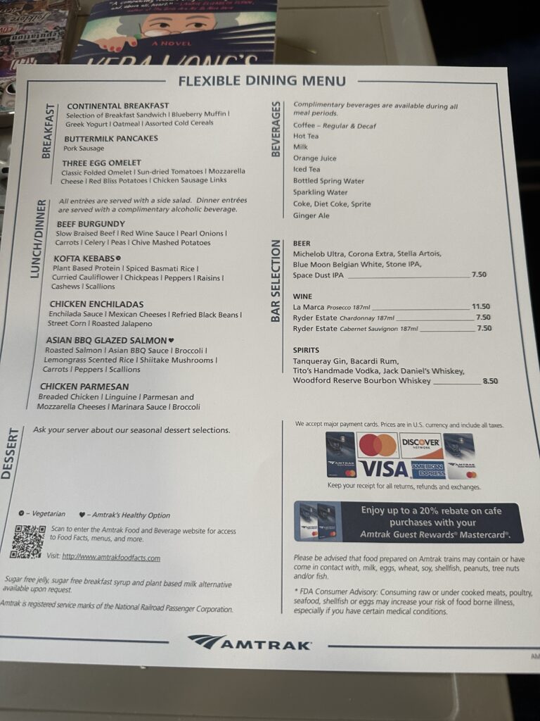 a menu of a restaurant