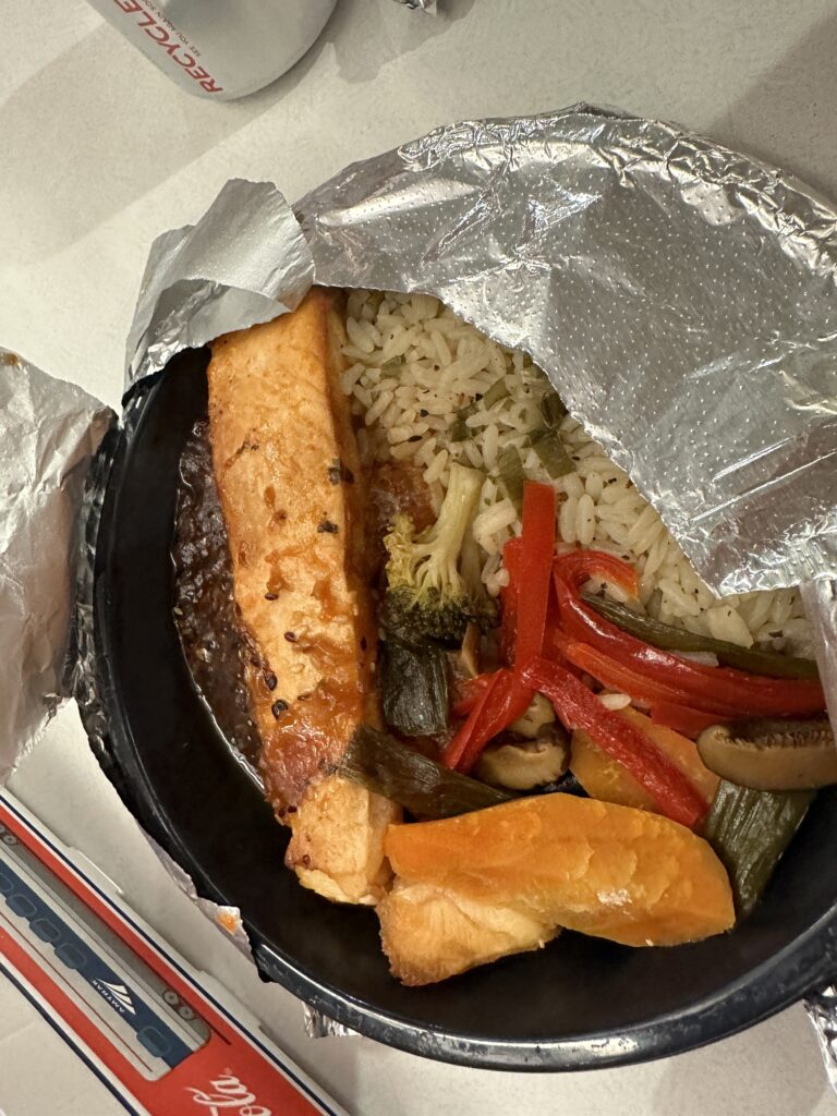 a plate of food in a box