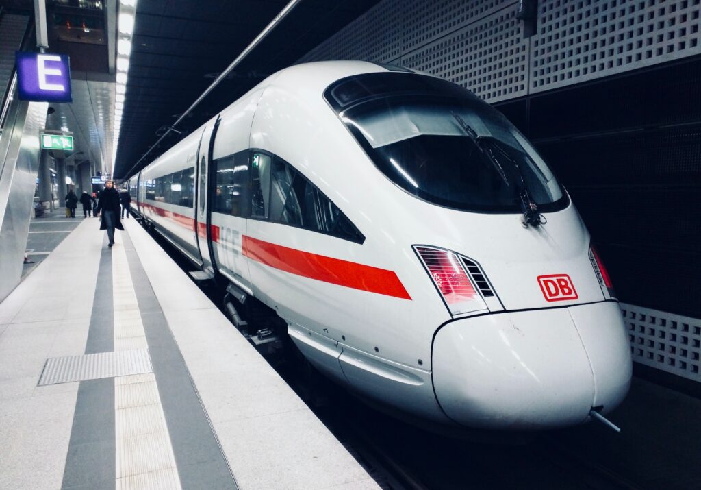 a white train at a station