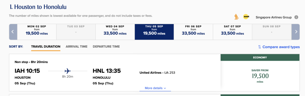 a screenshot of a flight schedule