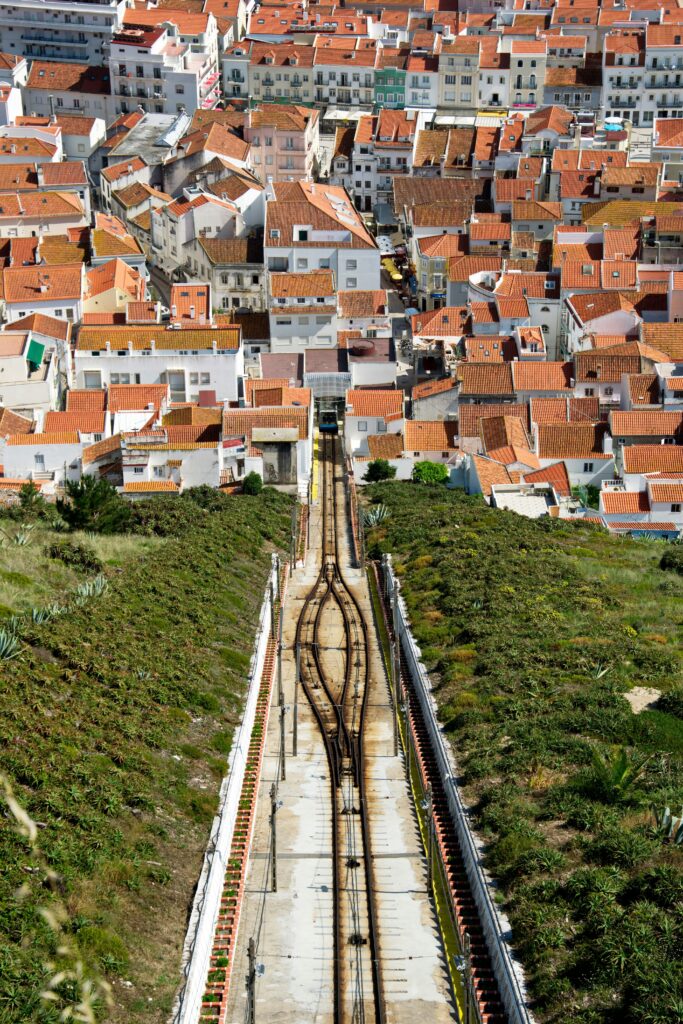 a train tracks in a city