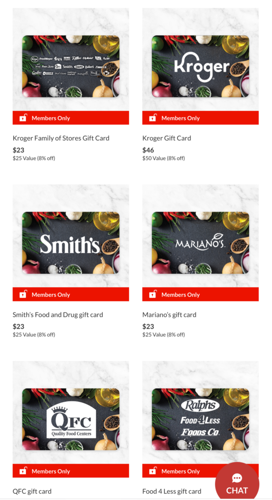 screens screenshot of a gift card