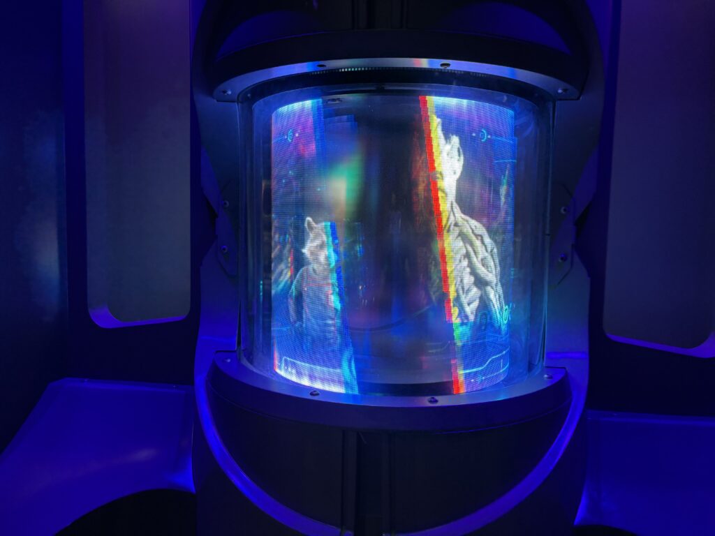 a large round object with a light in it