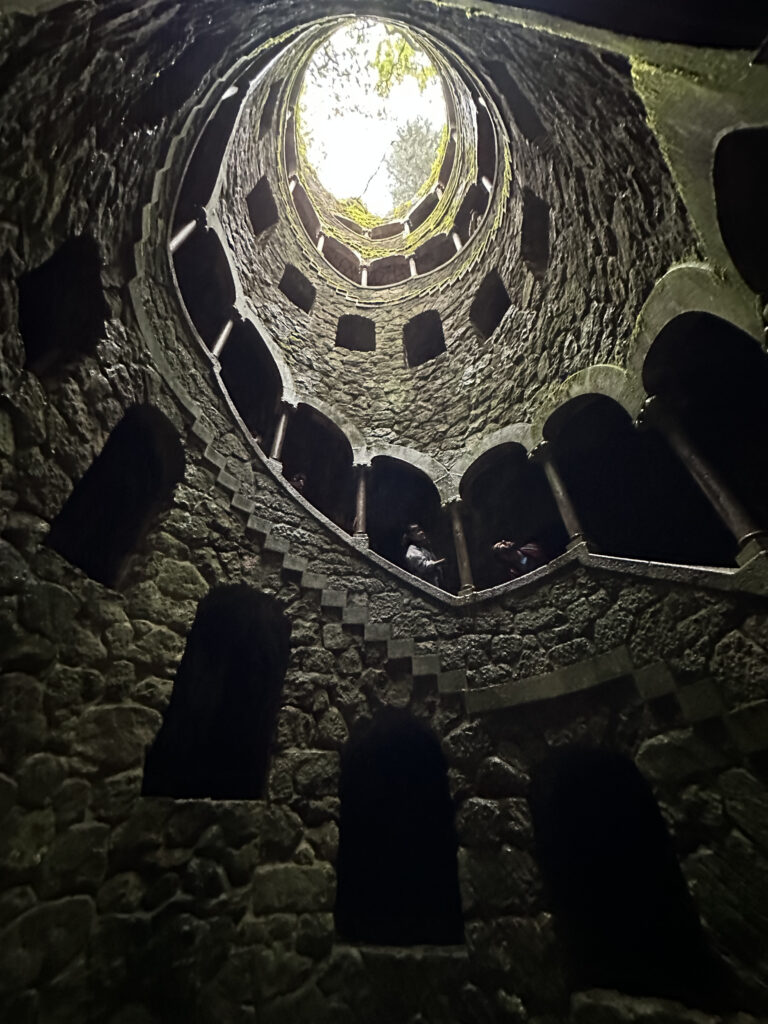 a spiral staircase in a castle