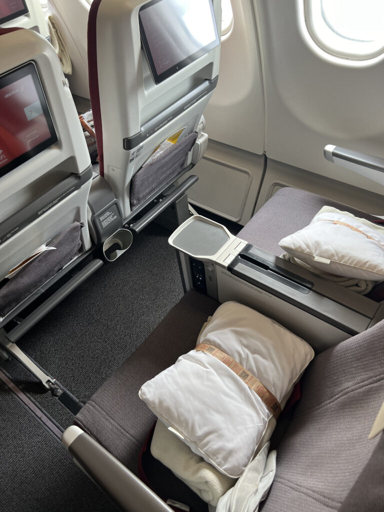 a seat in an airplane