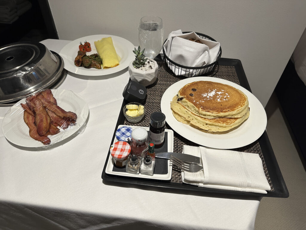 a tray with food on it
