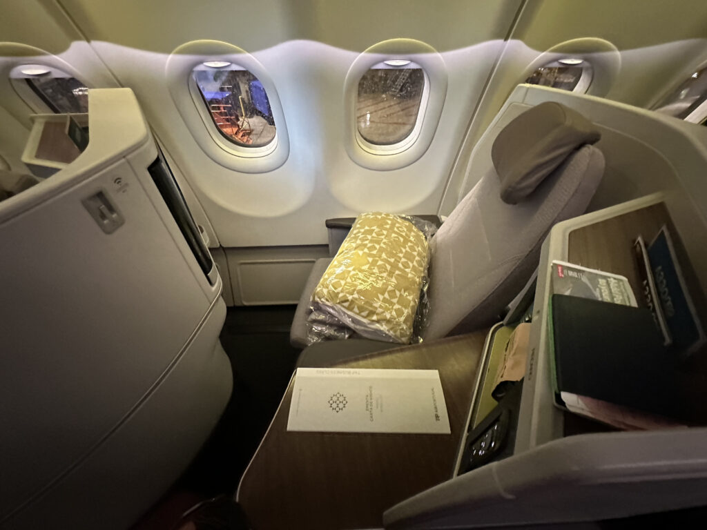 a seat in an airplane