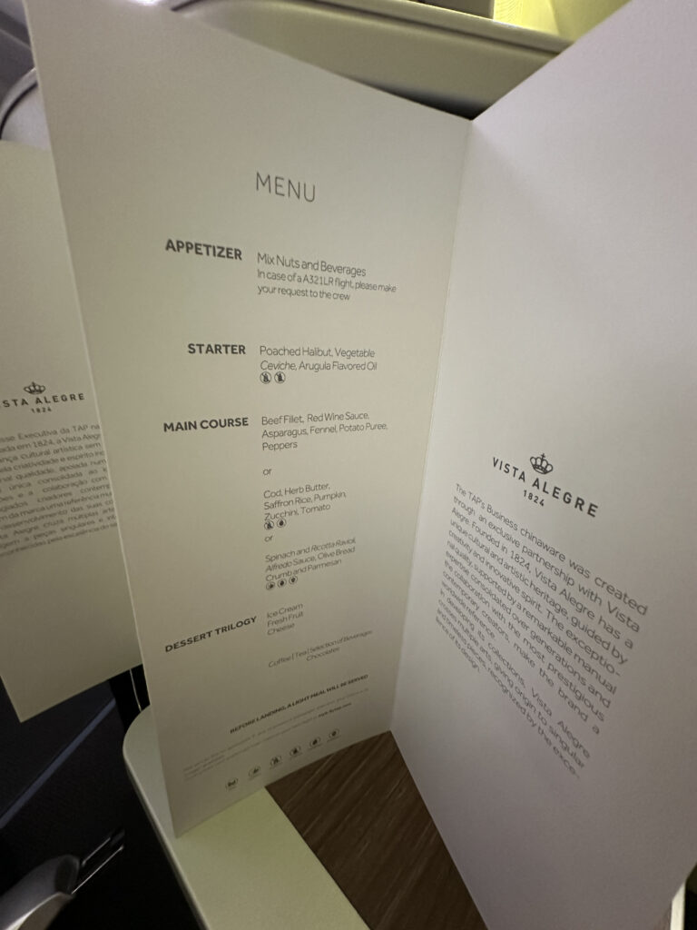 a menu on a table