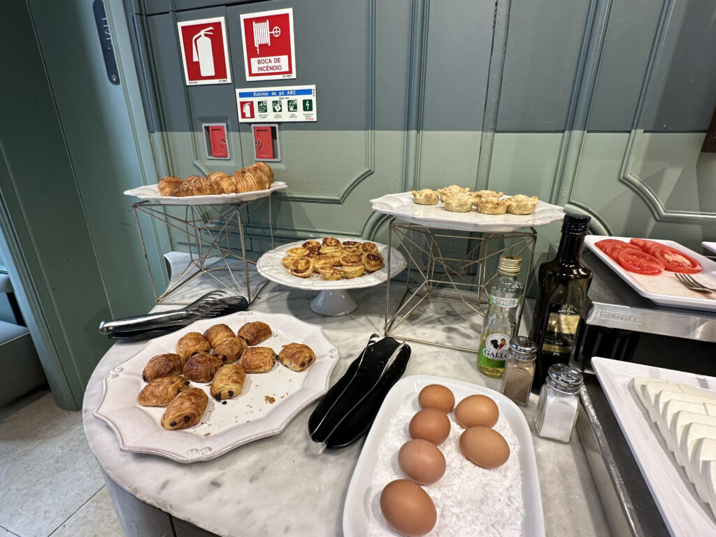 a table with plates of food on it