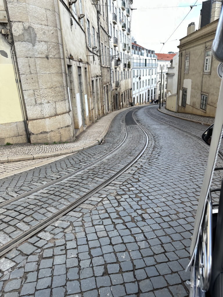 A hilly street in Lisbon, Portugal
