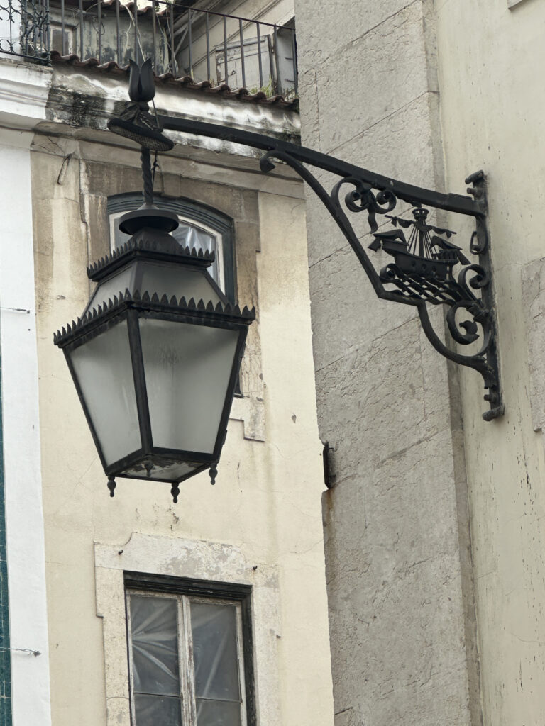 a lamp on a building