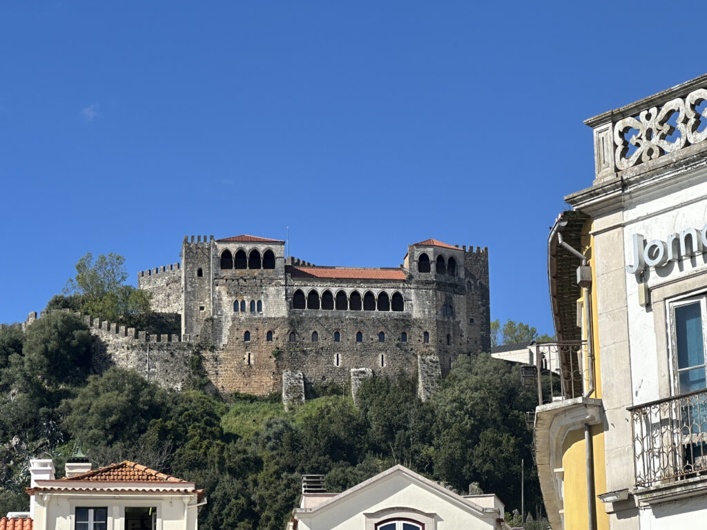a stone castle on a hill