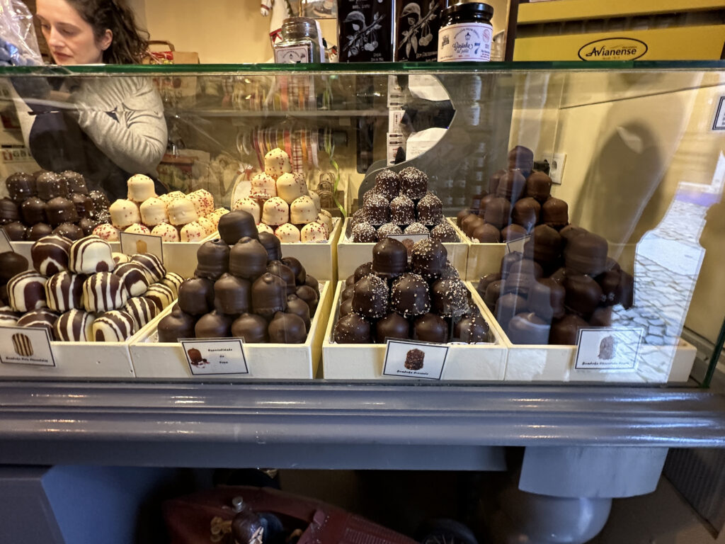 a display case of chocolates
