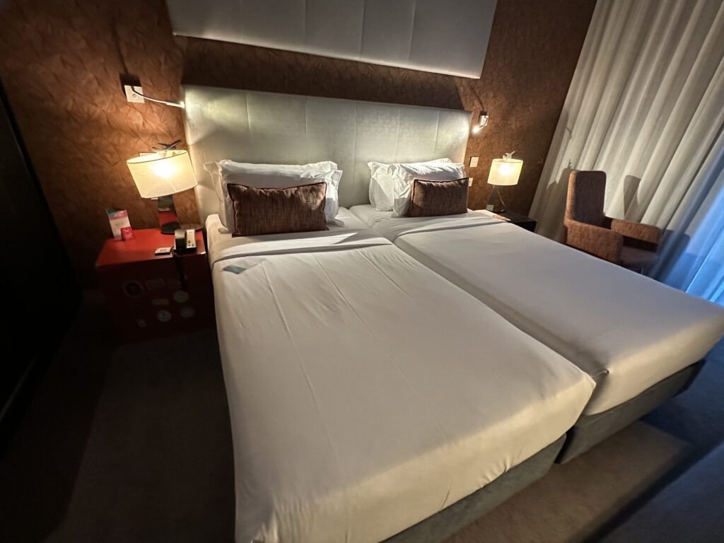 a two beds in a room