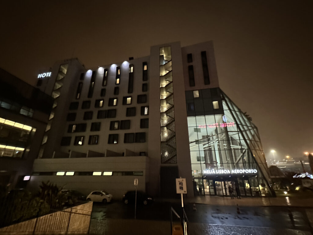 a building with windows at night
