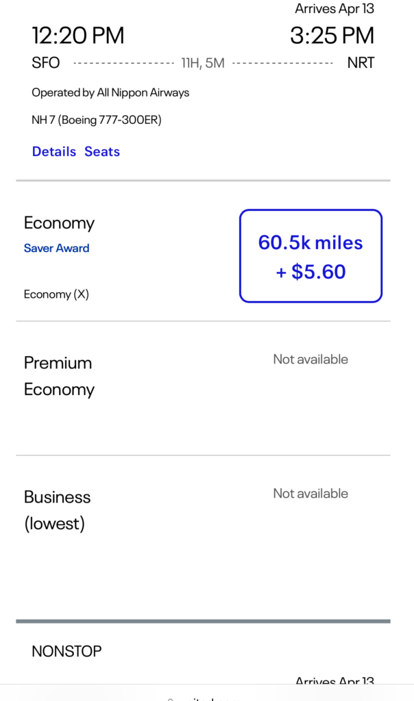 a screenshot of a flight ticket