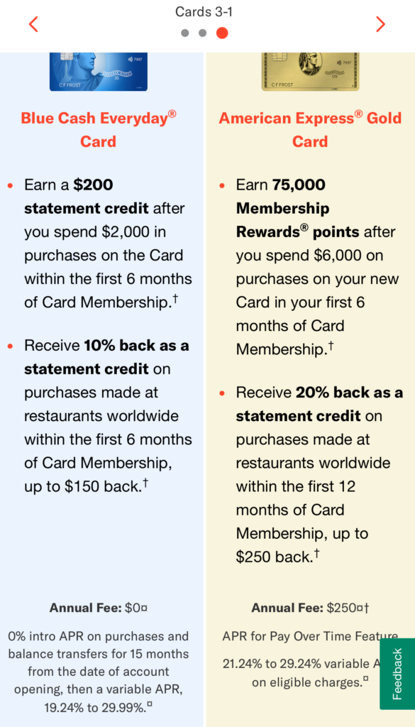 a comparison of a credit card