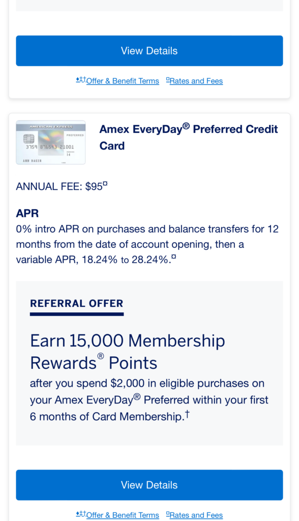 a screenshot of a credit card
