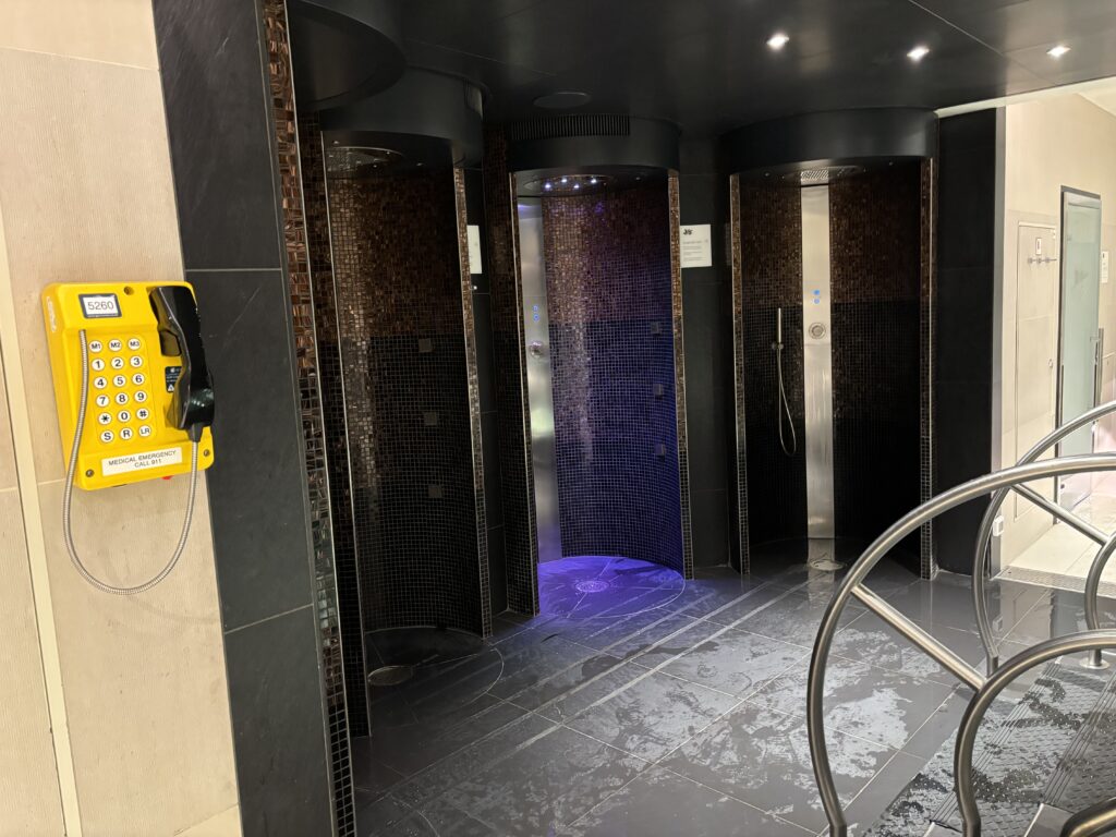 a room with a few elevators
