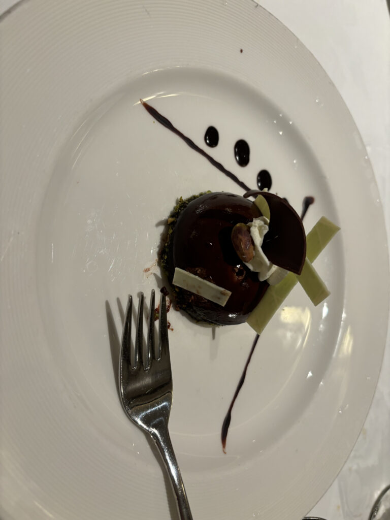 a plate with a dessert on it