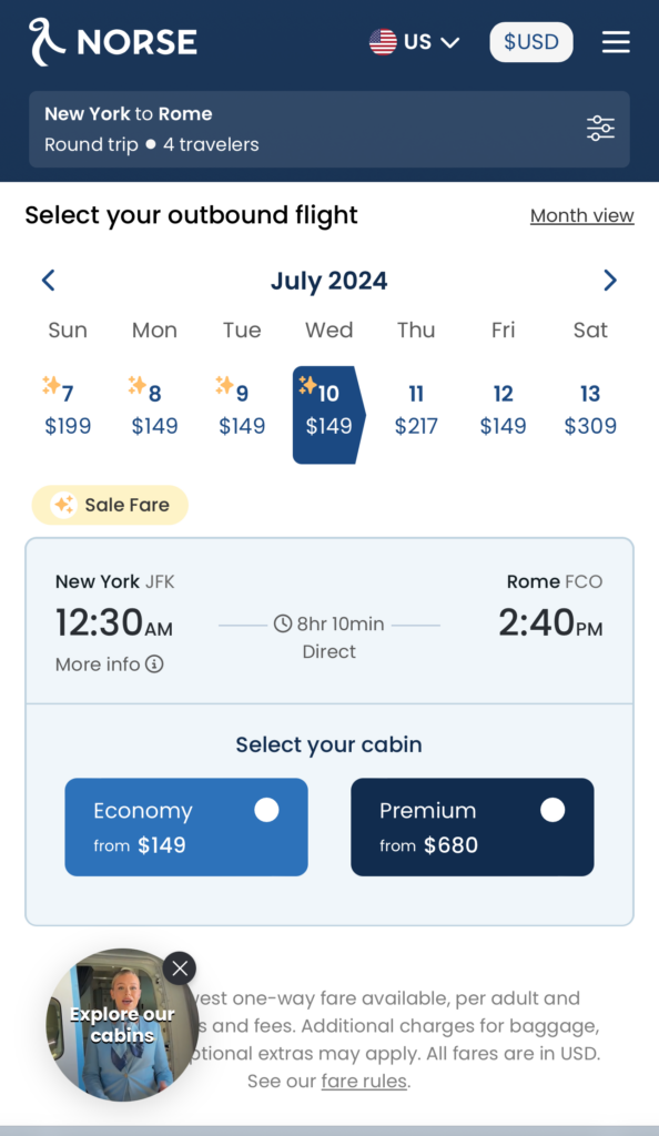 a screenshot of a flight schedule