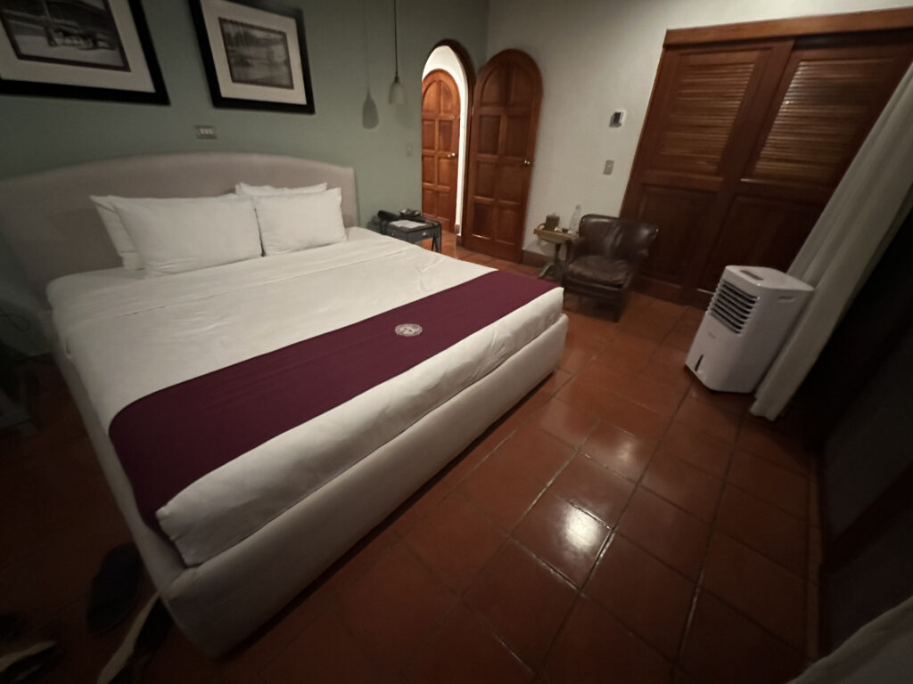 a bed in a room