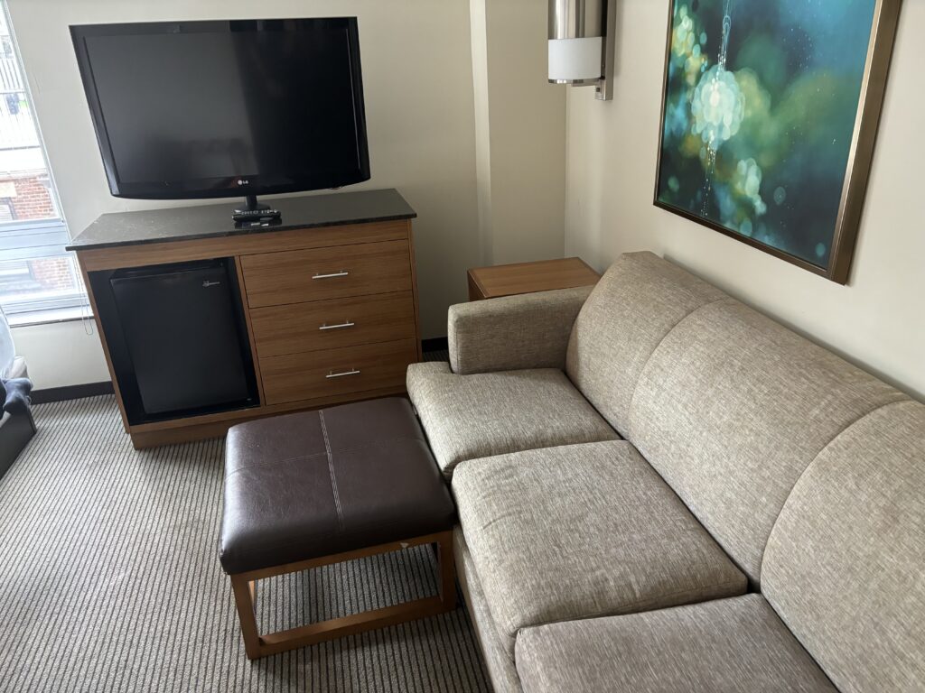 a couch and a tv in a room