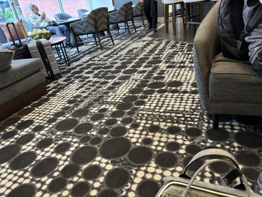 a room with chairs and a table