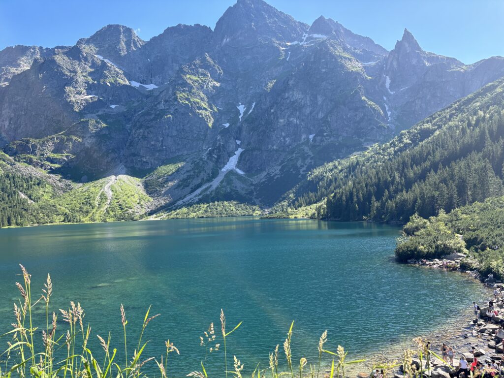 a lake surrounded by mountains