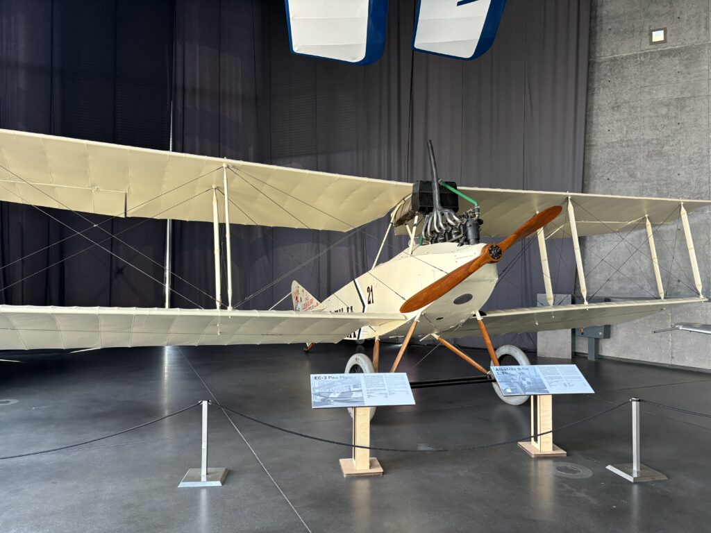 a model airplane on display