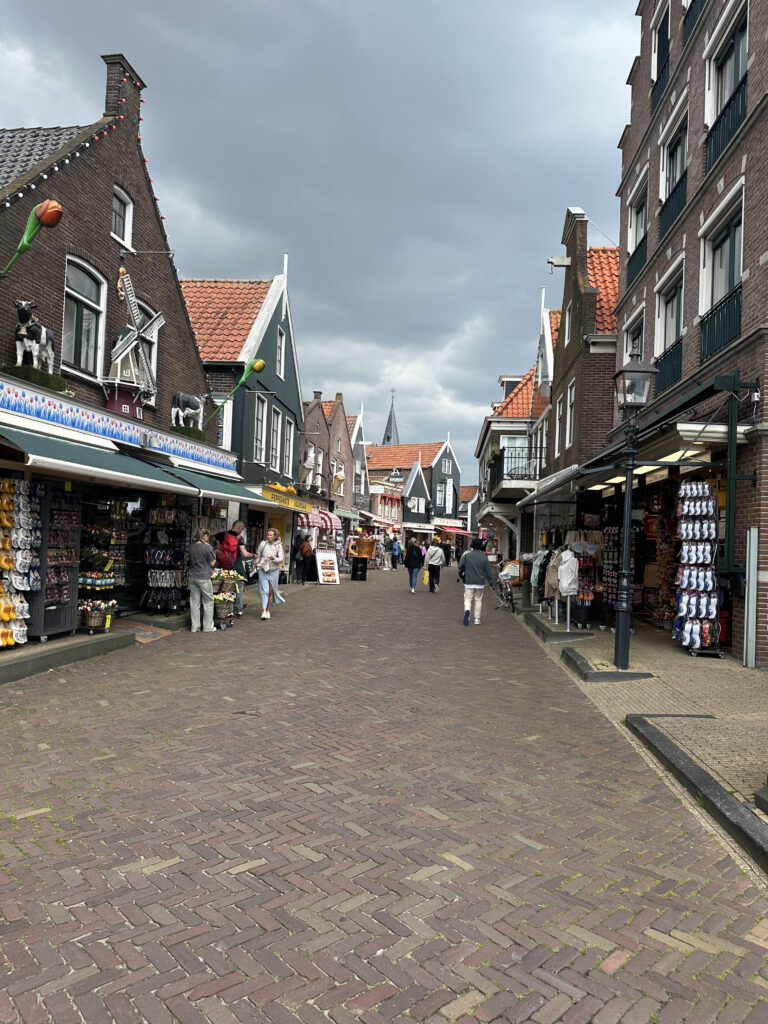 a street with people walking on it
