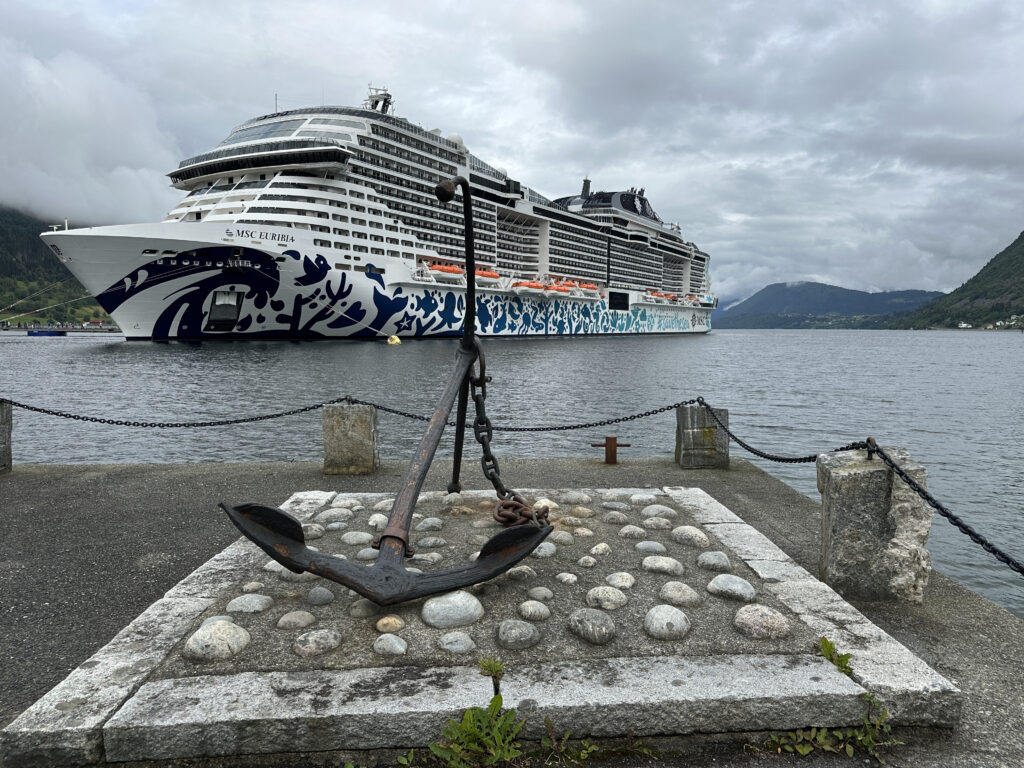 a large cruise ship in the water