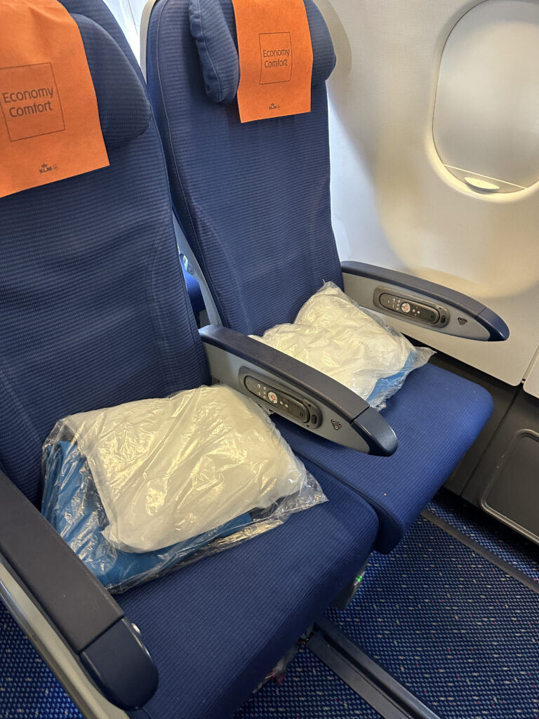 a seat with a plastic bag on it