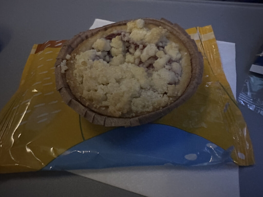 a small pie on a plastic bag
