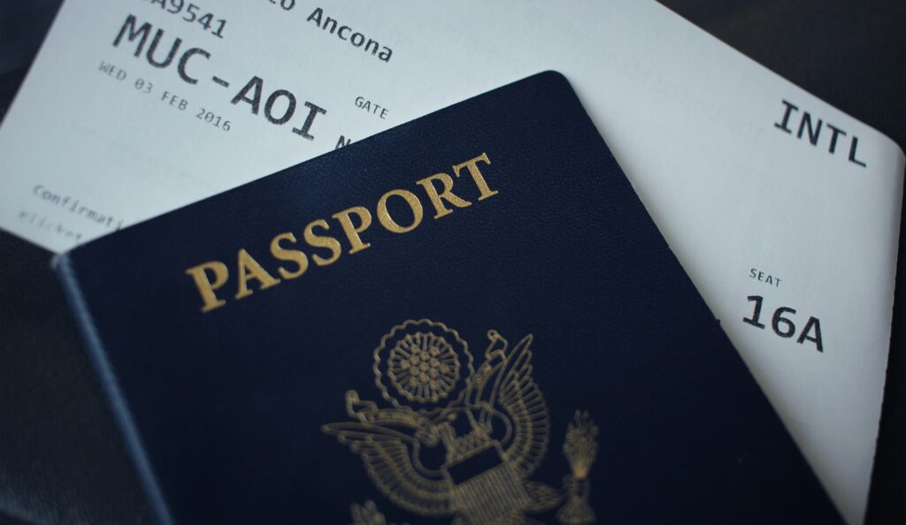 a passport and a document