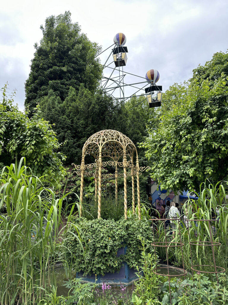 a ferris wheel and a gazebo