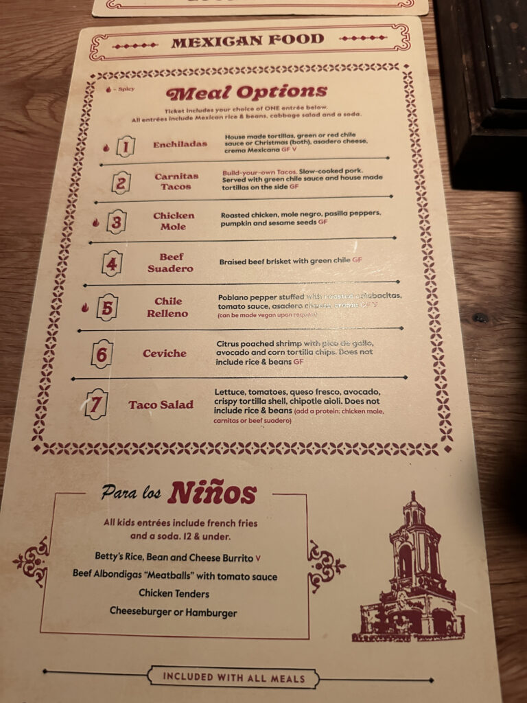 a menu on a table