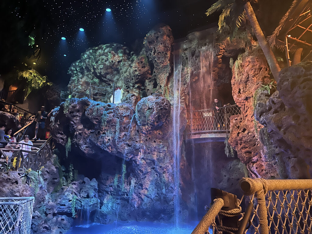 a waterfall in a cave