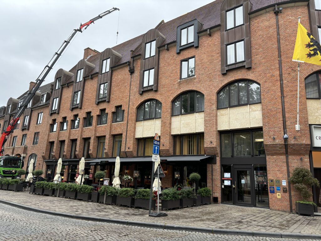 a building with a crane