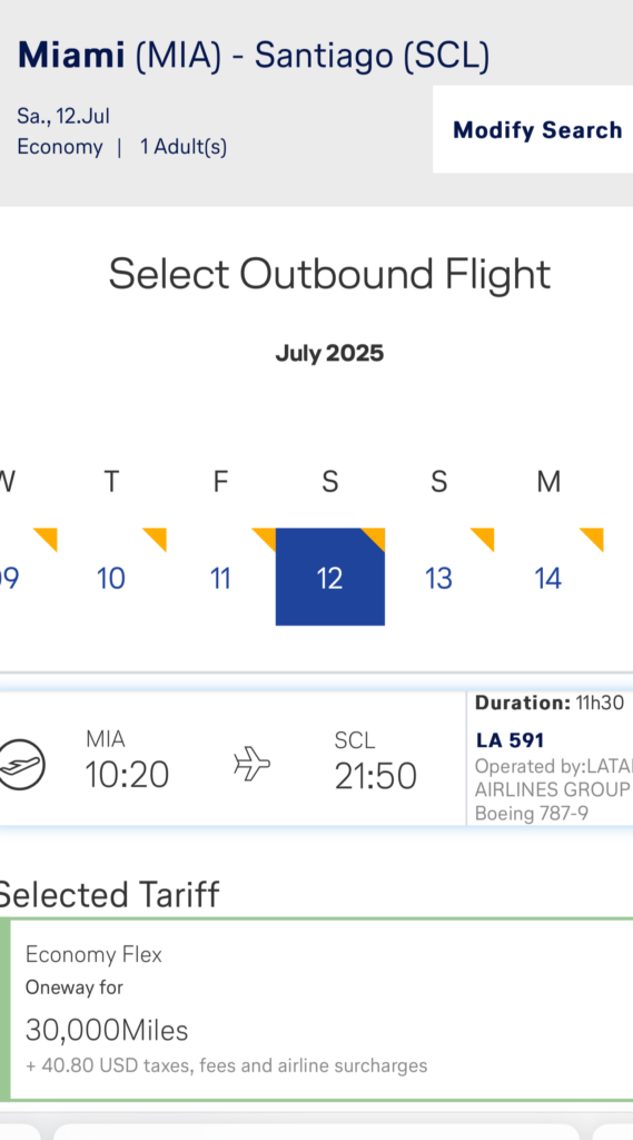a screenshot of a flight schedule