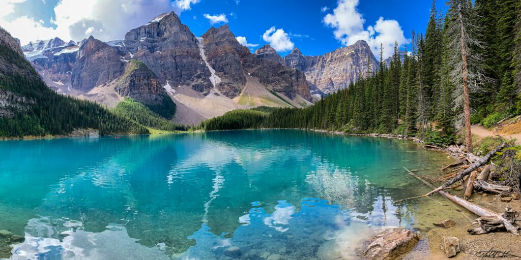a lake surrounded by mountains